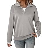 Dokotoo Sweatshirt for Women Long Sleeve V Neck Color Block Oversized Casual Pullover Sweatshirts Tops