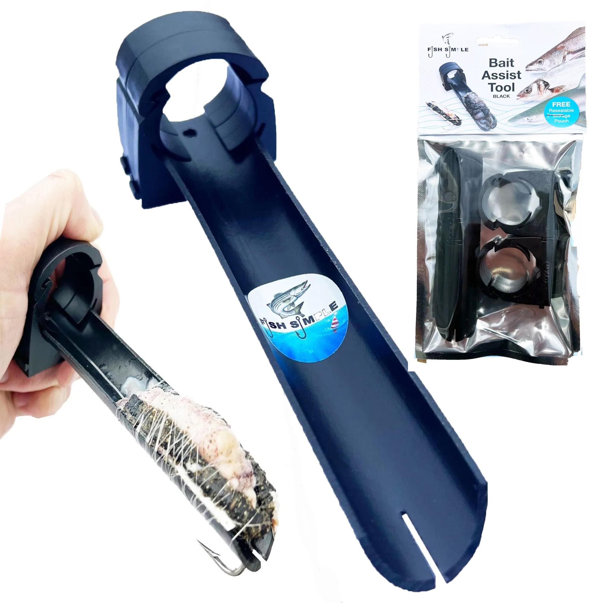 Sea Fishing Hook Bait Making Tool For Bass Cod Tope Conger Worm Needle FishSimple. (Black & Brackets)