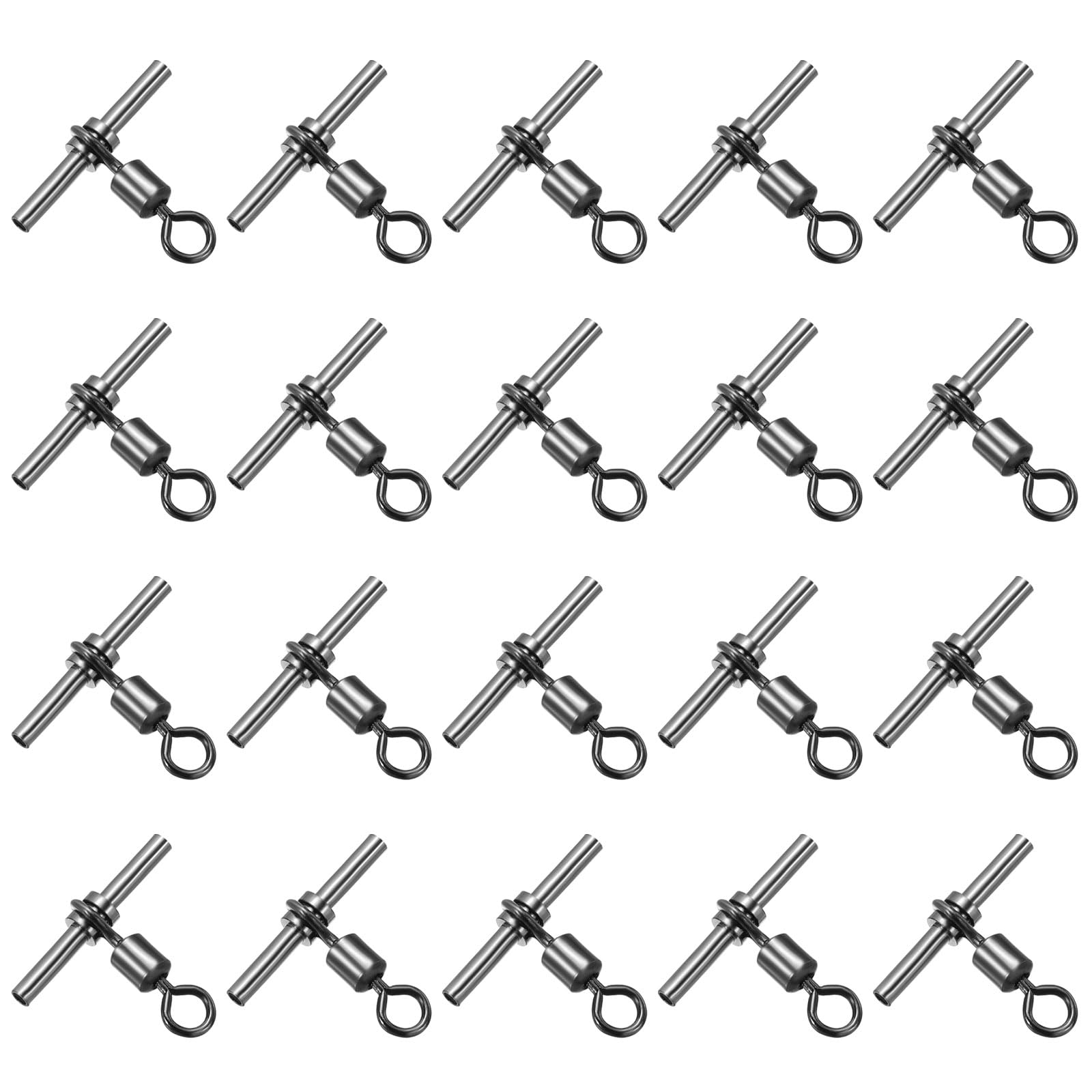 PATIKIL 165Lbs Fishing Swivels, 20 Pack 3-Way T-Shape Brass Swivels Sleeve Fishing Tackle High Strength Cross Line Swivels for Rigs Freshwater Saltwater (2/0#)