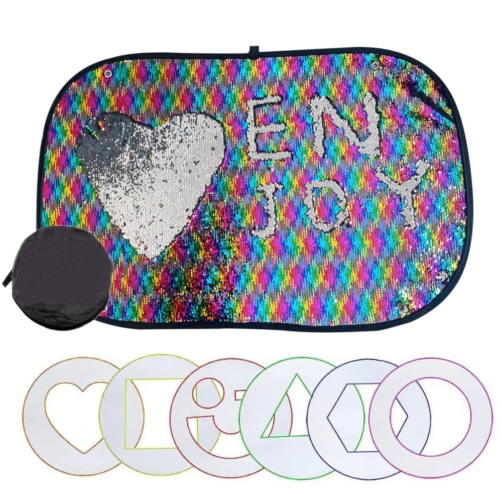 Duleutgnu Reversible Sequins DIY Decoration Wall Sensory Fun Toy Discovery Learning with Travel Case for Kids 40 x 27 Inch Rainbow Color