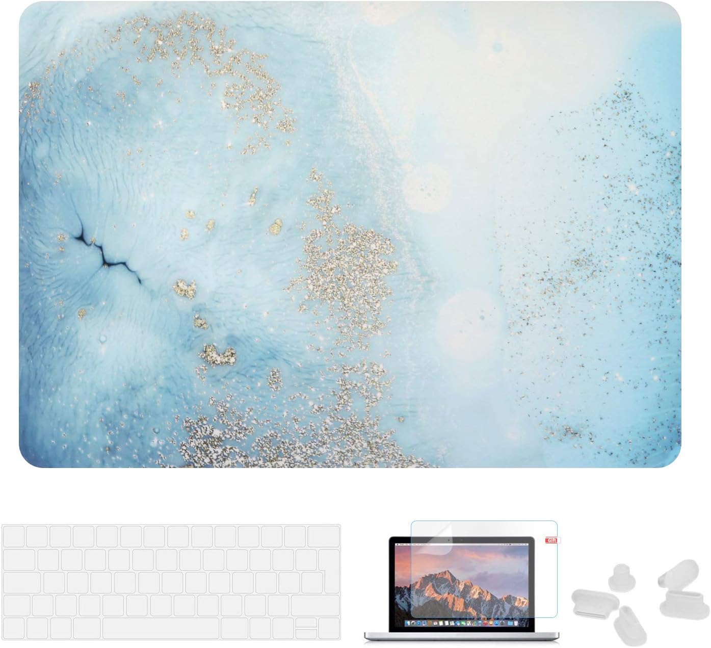 Utryit Case for MacBook Pro 13" 2018 2017 2016 Release A1989 A1706 A1708, Hard Case Shell and Keyboard Skin Cover for Apple Mac Pro 13 Inch with/Without Touch Bar and Touch ID Marble DDC-012