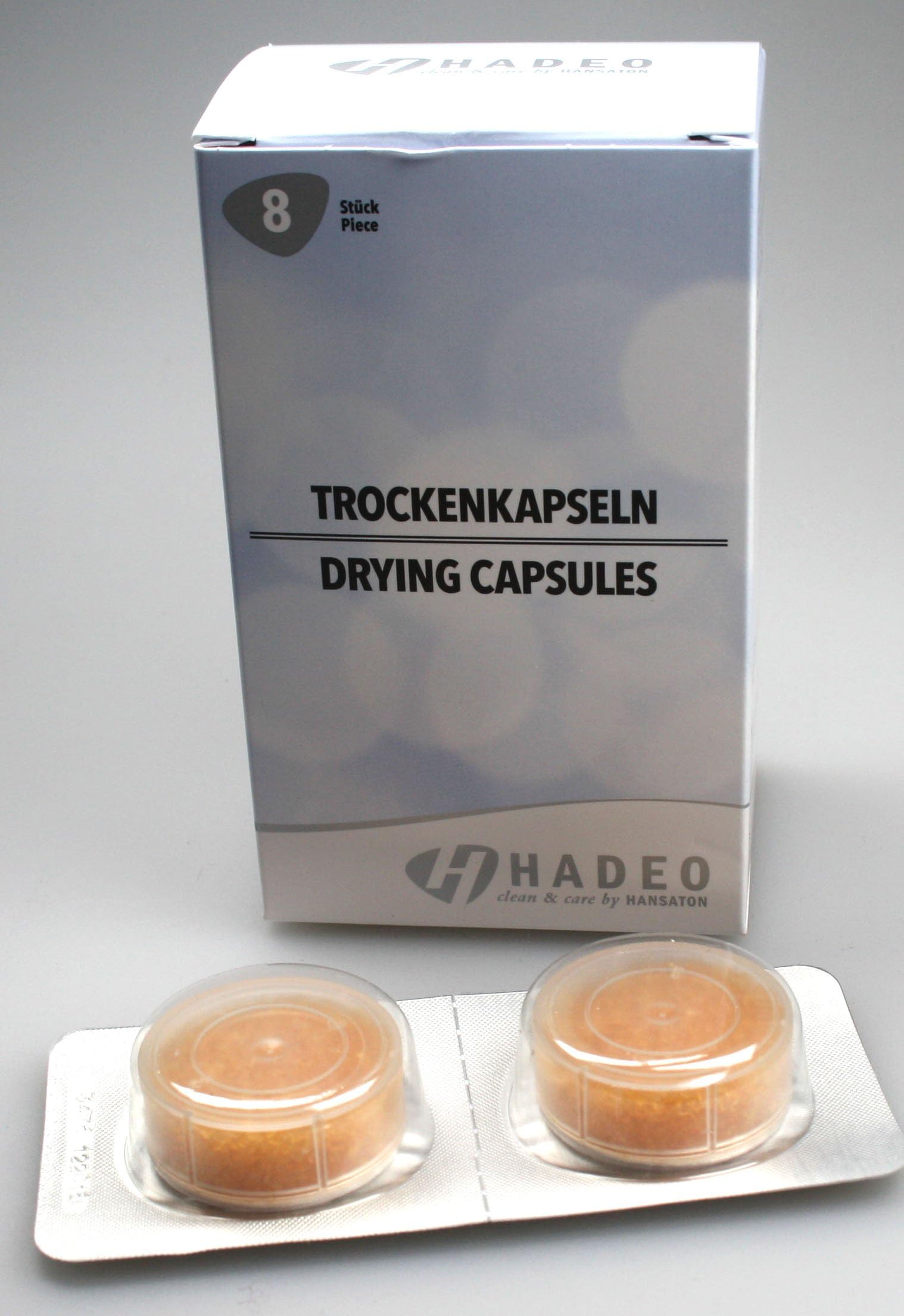 Hadeo - 8 Dry Capsules for HdO-Ear Pieces and Hearing Aids
