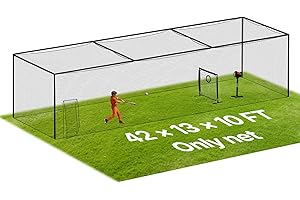 VEVOR Baseball Batting Cage, 41.7 x 12.8 x 10.1 FT Freestanding Portable Batting Cage, Hitting Cages with 30-Ply Knotted HDPE