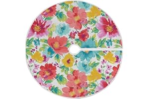 Pfrewn Spring Summer Tree Skirt 36" Spring Summer Color Flowers Christmas Tree Skirts Rustic Farmhouse Small Xmas Mat for Holiday Festival Party Decor