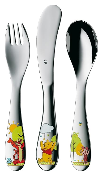 WMF Disney Winnie Pooh Kinderbesteck, 3-teilig, für 1-3 Jahre, Cromargan Edelstahl poliert, spülmaschinengeeignet, farb- und 