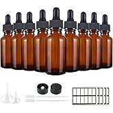 Eternal Moment 1 oz Eye Dropper Bottle(48 Pack), 30ml Amber Glass Bottles with Glass Eye Dropper for Essential Oils, Chemistr