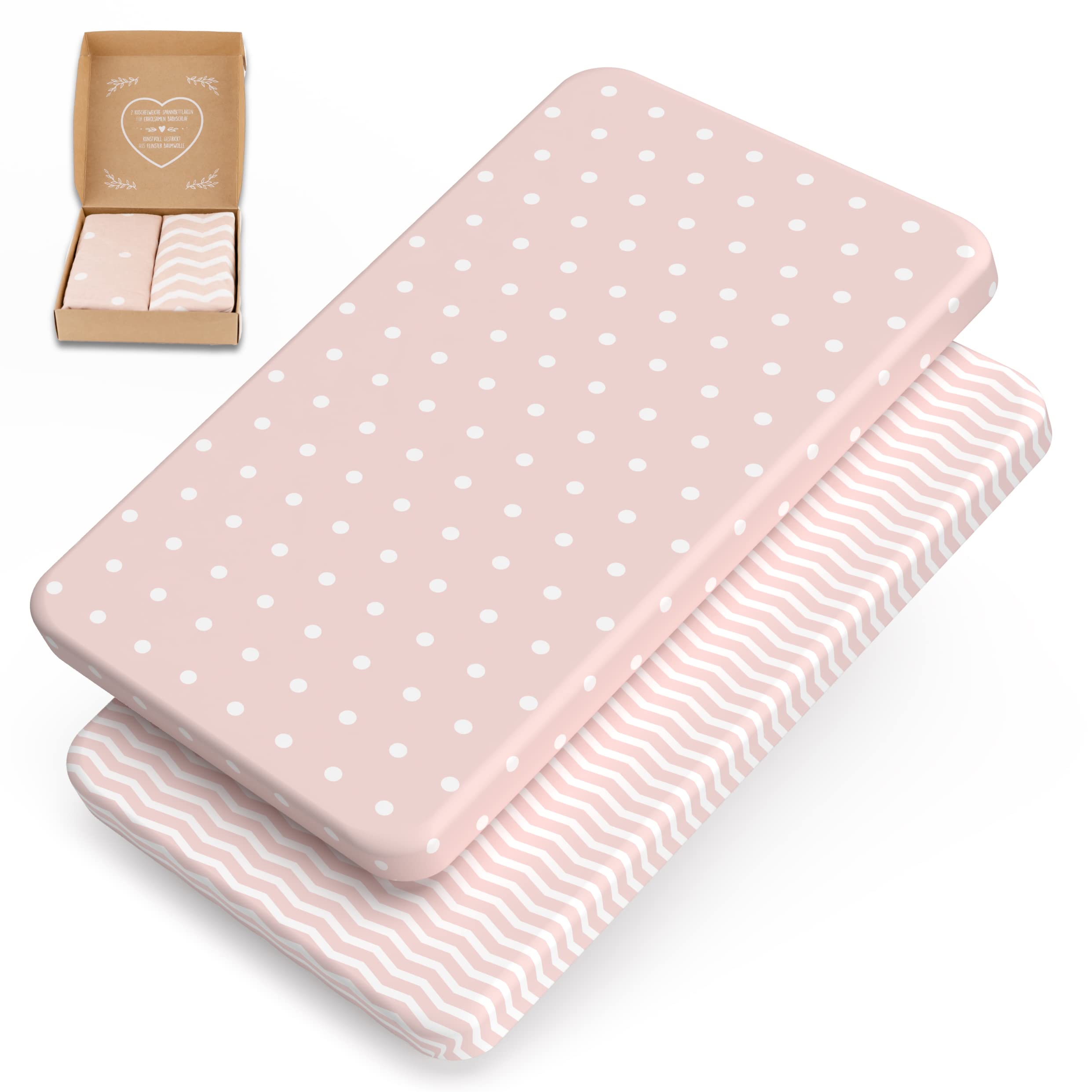 mimaDu Premium Co-Sleeper Fitted Sheet 90x55, 90x50, 89x49 cm - Baby Bed Sheet, Bassinet Fitted Sheet, Crib Sheet, Baby Mattress Cover, 100% OEKO-TEX Cotton (Dusty Pink)