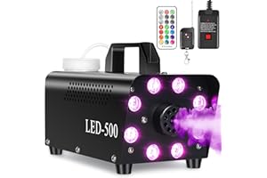 POMINEL Fog Machine, Smoke Machine with 13 Colors 8 LED Lights for Halloween Indoor Outdoor Party