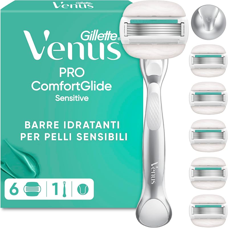 Rasoio Donna Comfortglide Sensitive per Rasoio a 5 Lame, 1 Manico + 6 Lamette Donna