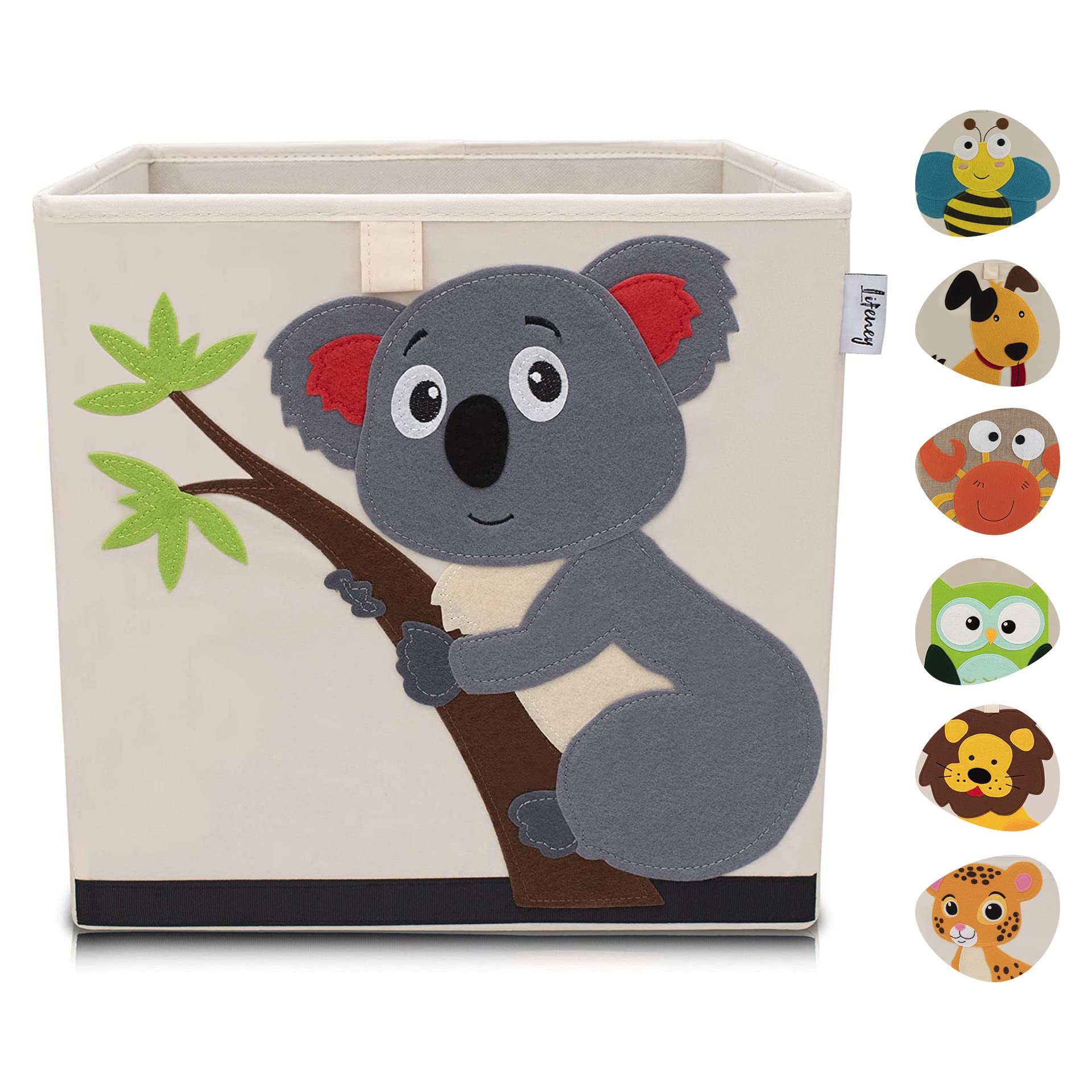 LIFENEY Children's Storage Box with Koala Motif Toy Box with Animal Motif Suitable for Cube Shelves Organiser Box for Children's Room