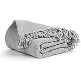 Salt Earth 100% Cotton Muslin Throw Blanket, Gauze Blanket 50"X60" Throw with Tassel 4 Layered for Couch, Bed, Living Room, Lightweight & All Seasons Blankets & Throws, Skin Friendly(Scottish Grey)
