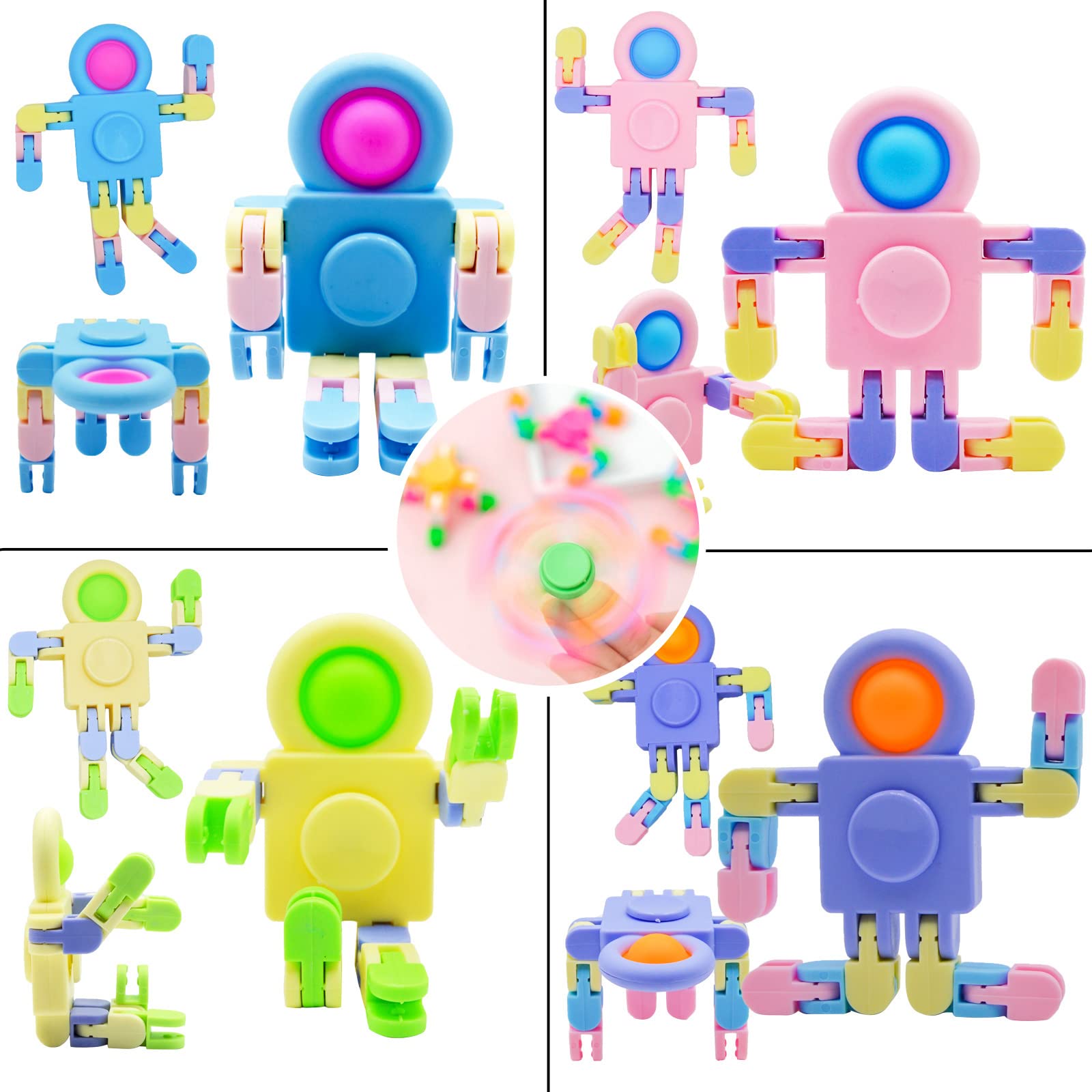 Photo 1 of 20 Pack Pop Fidget Spinners Party Favors,Sensory Fidget Toys Deformable Chain for Its Stress Relief,Pinata Goodie Bag Stuffers Birthday Valentines Day Gifts for Kids,Treasure Box Classroom Prizes