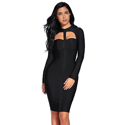 rayon dress women bodycon Elegant Black dress with high neckline, fitted silhouette, and thigh-high slit