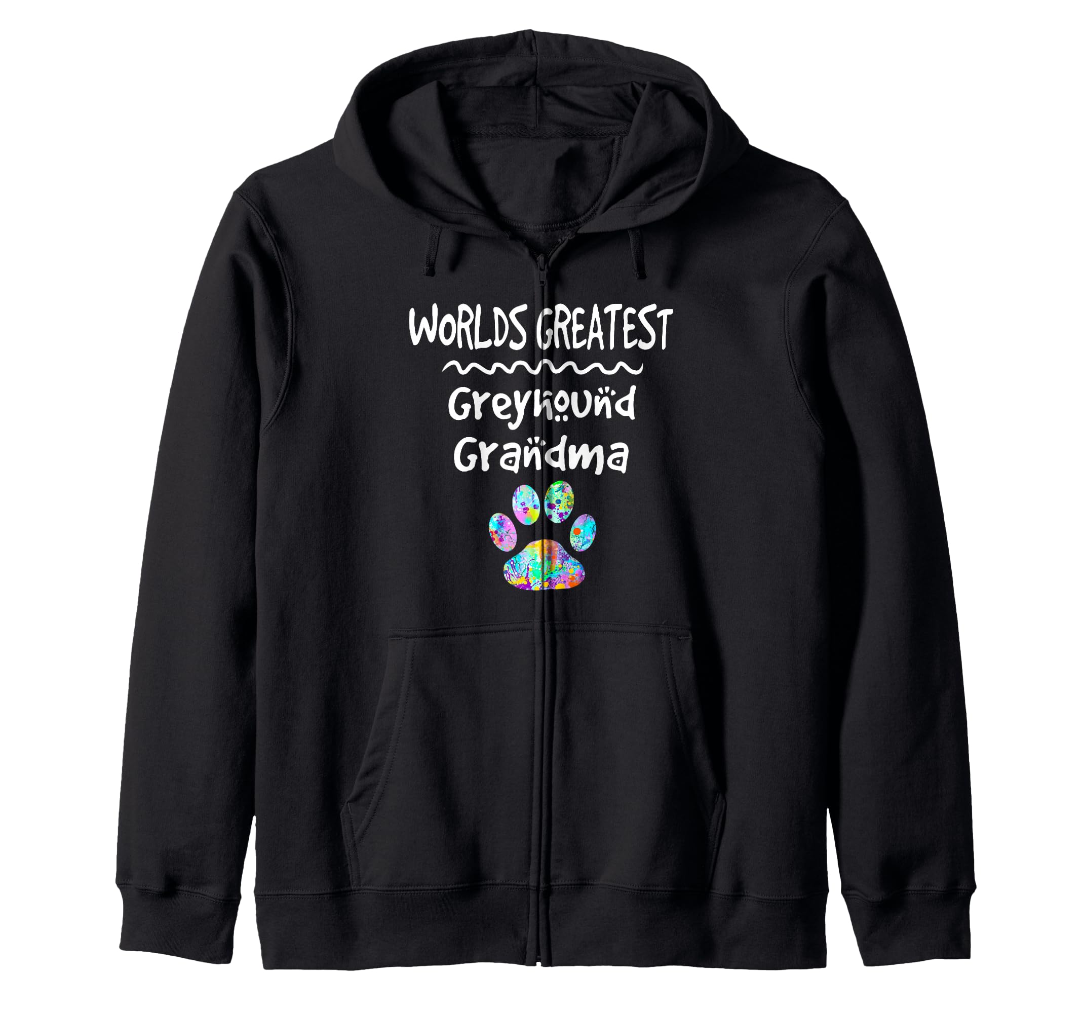 Worlds Greatest Greyhound Grandma Cute Dog Paw Print Pet Zip Hoodie