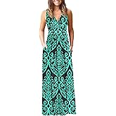 AUSELILY Women's Sleeveless Formal Dress Deep V Neck Loose Plain Cocktail Long Maxi Dresses with Pockets 2026 New