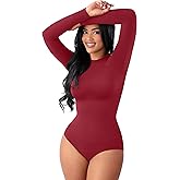 FeelinGirl Lightweight Breathable Bodysuit No Wedgies Smooths Curves Body Suits Women's Bodysuits Long Sleeve Body Suit
