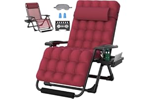 ZENPETIO Oversized Zero Gravity Chair, 33In XXL Zero Gravity Recliner Lounge Chair, Anti Gravity Chair for Indoor and Outdoor, Reclining Camping Chair for Lawn and Patio w/Cushion and Footrest, 500LBS