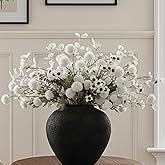 20pcs White Artificial Flowers Bulk For Vase That Look Real, White Flower Centerpiece For Table, Silk Floral Home Decor Indoor, Faux Kiku + Eucalyptus Stems + Wildflowers, Flores Blancas Artificiales