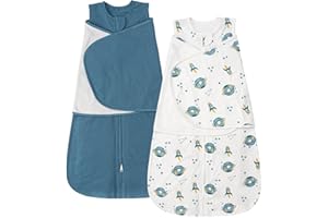 ZIGJOY Sleep Sack Swaddle 0.5 TOG Baby Wearable Blanket 100% Cotton Baby Swaddle Blanket for Newborns 0-6 Months for Boy Girl, Blue&Space