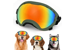 BEYOUNG Dog Goggles,UV Protection Dog Sunglasses for Medium-Large Breed,Dogs Eye Protection with Adjustable Strap (Army Green)