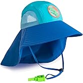 Kids Sun Hat UPF 50+ Breathable Summer Wide Brim Beach Hats with Neck Flap for 3-12 Years