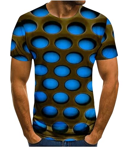 Mens Optical Illusion Shirt Short Sleeve T-Shirts Graphic Tees