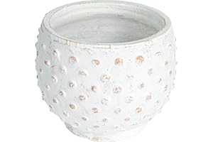 Creative Co-Op Distressed Terra Cotta Hobnail Planter, White