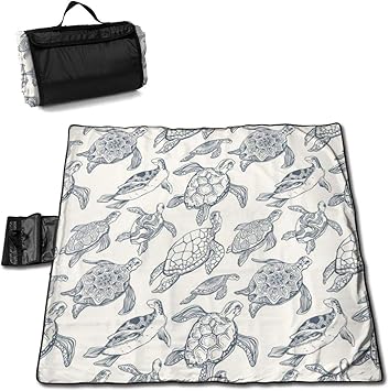 Amazon 亀プリント ピクニックマット レジャーシート ファミリー レジャーマット 折りたたみ クッション 持ち運び おしゃれ 花火大会 運動会 遠足 キャンプ 145 150cm 2 6人用 Toni レジャーシート