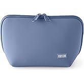 KUSSHI Neoprene Makeup Bag - Washable Makeup Bag for Stress Free Travel (Pearl Blue/Sand Pink)
