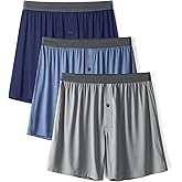 DAVID ARCHY Mens Underwear Bamboo Rayon Boxers for Men Breathable and Cool Men's Boxer Shorts with Button Fly 3 or 5 Pack