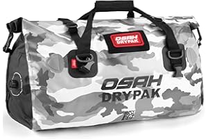OSAH DRYPAK Waterproof Duffel Bag - Motorcycle Dry Bag Tail Bag with Large Storage Space, Waterproof Luggage Duffle Bags with Outer Mesh Zipper Pocket for Camping, Kayaking, Fishing & Traveling