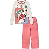 Squishmallows Girls Pajama Set - 2-Piece Loose Fit Pjs with Long Sleeve Top & Pink Plush Pants For Kids - Official Product