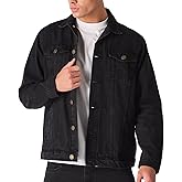 JMOJO Jean Jacket Men - Button Down Trucker Style with Functional Pockets - Classic Mens Denim Jackets for Casual Outfits