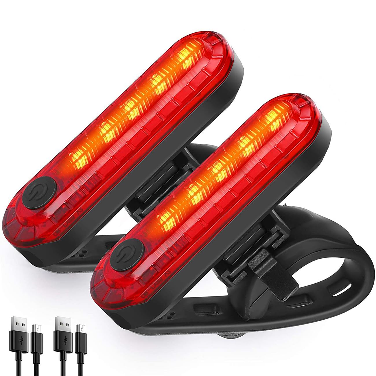 2 Pack Rear Bike Lights, LED Tail Light, Ultra Bright USB Rechargeable Bicycle Taillights, Waterproof Bike Back Light for Cycling Helmet Backpack Safety Warning 4 Light Modes
