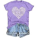 MOUSYA Womens Kindness Graphic T-Shirt: Cute Be Kind Graphic Tees Inspirational Letter Shirt Teacher Casual Tops
