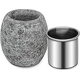 MXMZHXU Sauna Aromatherapy Stone, Sauna Essential Oil Diffuser, Natural Rock with Stainless Steel Bowl for Essential Oils, Spa Accessories