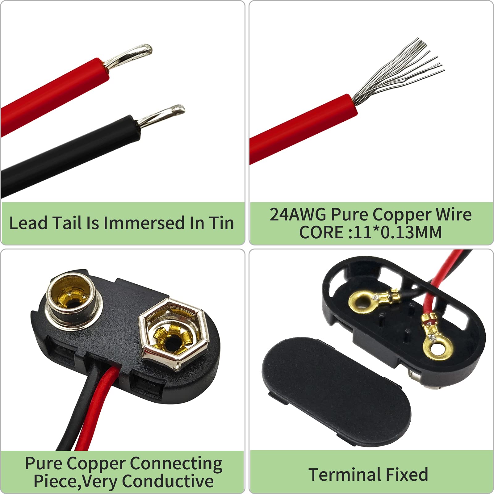 9V Battery Connector,10 PCS T-Type 9 Volt Buckle Connector Hard Plastic Shell Used in Student Experiment,or Other Equipment with Battery