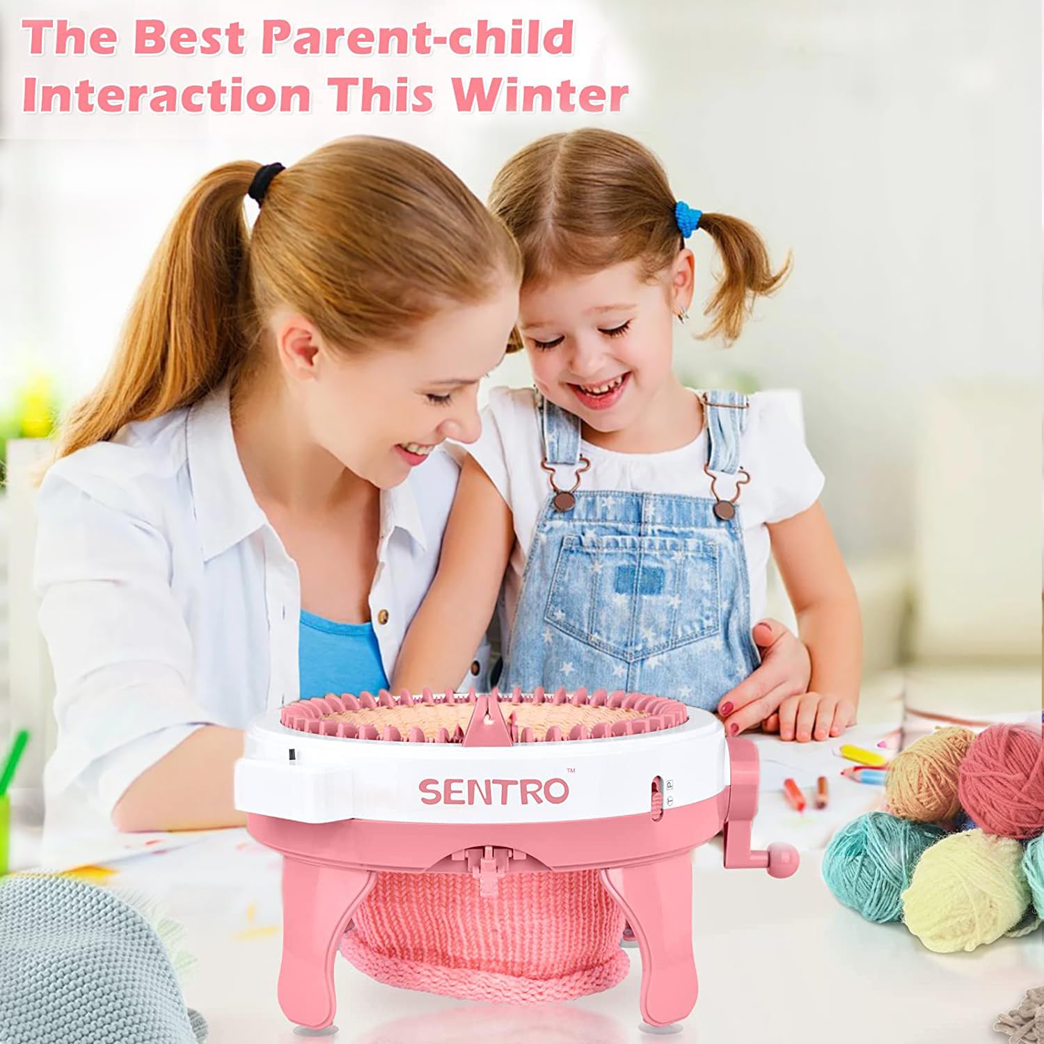 SENTRO Knitting Machine 48 Needles, Smart Knitting Crochet Machine, Double Crocheting Machine Kit,Circle Knit Loom Machine with Row Counter and Hand Crank