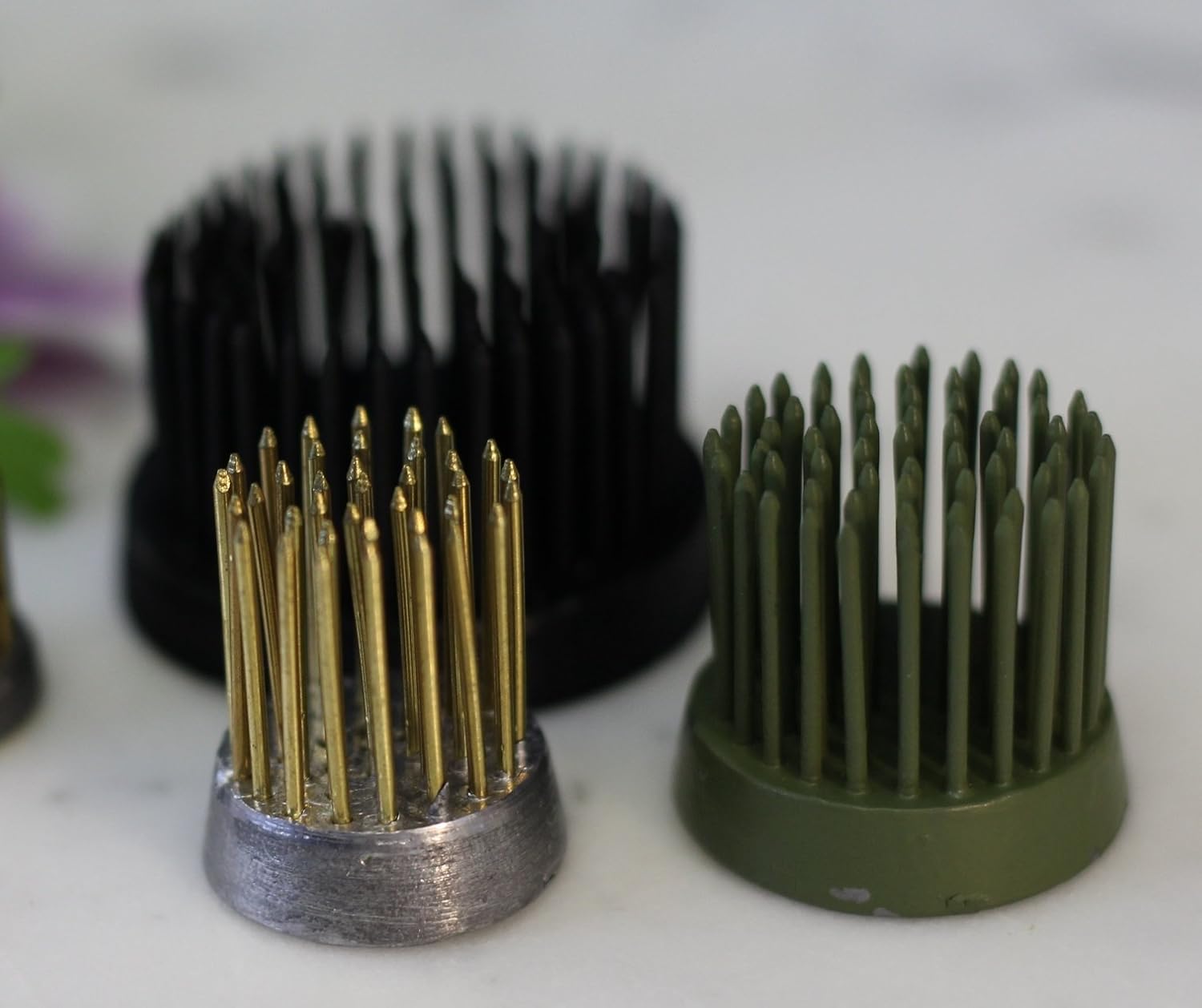 Flower Frog Pin Holder, Round 2" Diameter, 1" Tall. NoRust