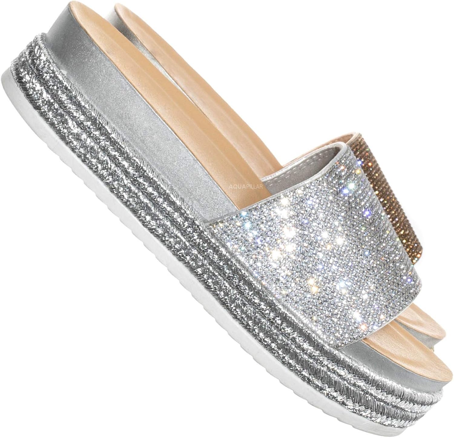 rhinestone platform slides