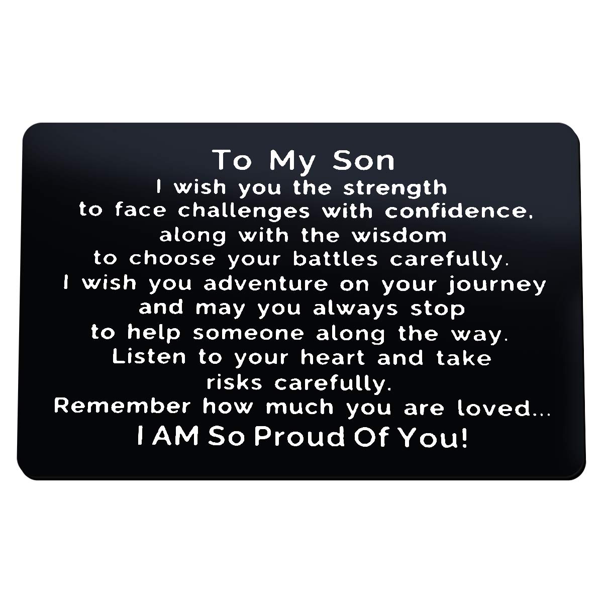 Son Gifts from Mum Engraved Wallet Card for Son Birthday Gifts Graduation Gifts for Son Christmas Valentines Gifts Inspirational Gifts for Son