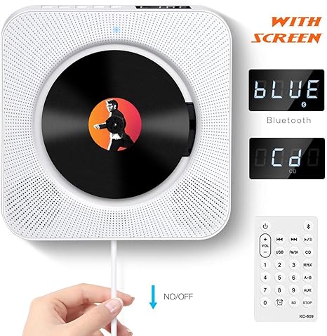 Lettore CD Portatile Qoosea Con Bluetooth, Radio FM E Supporto Da Parete - Altoparlante Integrato - Foto 9