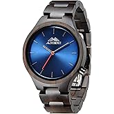 GREENTREEN Wooden Watch for Men & Women: Lightweight Handmade Wood Wristwatch with Quartz Movement - Unique Valentine's Day & Birthday Gift Idea for Father and Boyfriend