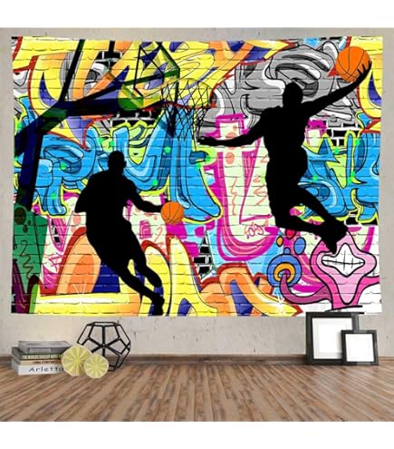Retro-Basketball-Sneaker Wandteppich – Polyester, Als Party-Hintergrund Oder Deko Fürs Zimmer