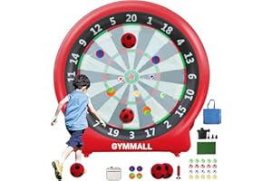 GYMMALL Giant Dart Board Inflatable with Pump, Outdoor and Indoor Soccer Sport Kick Dartboard for Kids and Adults, Waterproof Darts Board Yard Game with 20 Golf Balls, 4 Sticky Balls, 2 Soccers