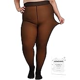 HONENNA Plus Size Fleece Lined Tights, Fake Transparent Curvy Winter Thermal Tights for Women under Dress, medias térmicas