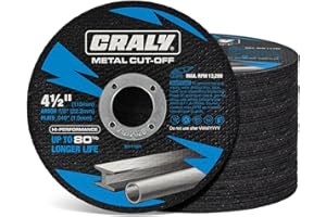 CRALY 4-1/2 Inch Cut-Off Wheels for Cutting Metal & Stainless Steel, Professional Grade Ultra Thin Metal Cutting Disc for Angle Grinder & Die Grinder, 7/8 in Arbor, 50-Pack(30111501-50)