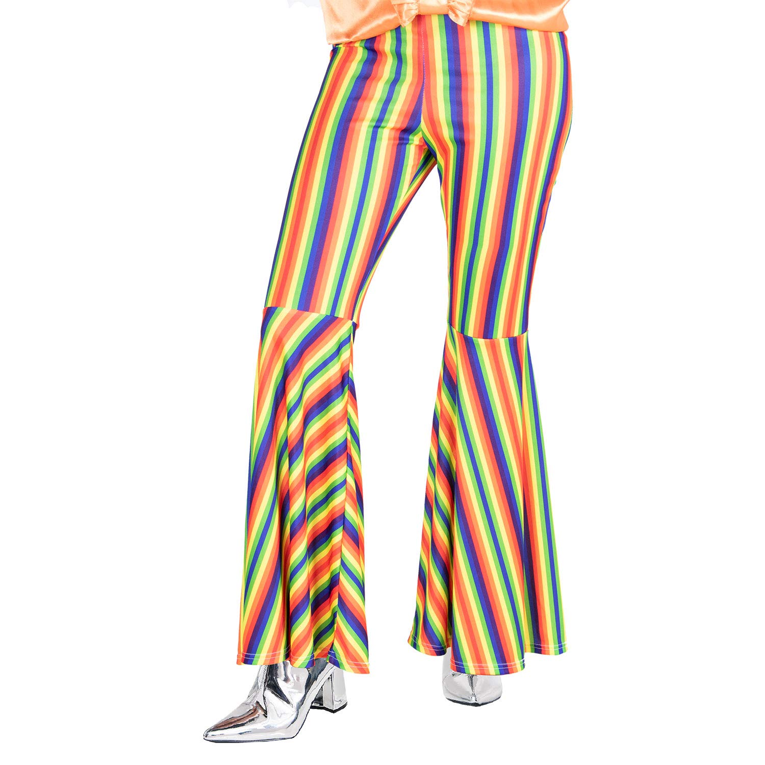amscan 9907391 Adult Ladies Rainbow Striped Flares (UK 10-12) — image 1