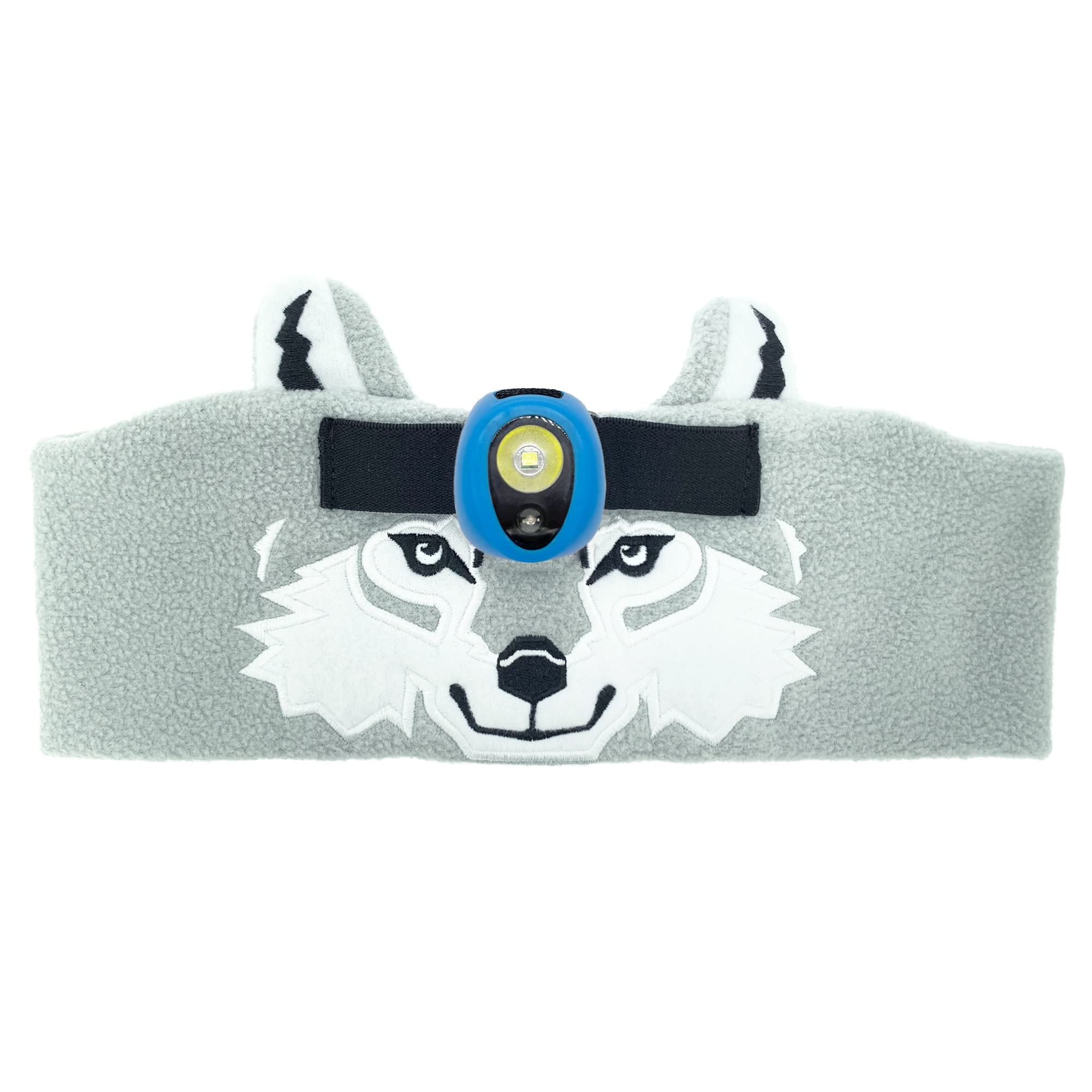 Sun Company WildLight Headband Headlamp - Fleece Headband with Bright LED Head Lamp for Kids | Fun Toy Headlight for Camping, Hiking, and Exploring (Wolf)