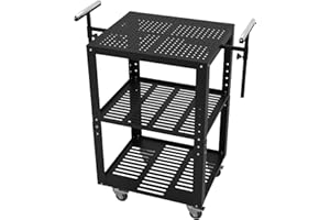 Eastrexon Planer Stand with Roller, 27.6" x 24" Tabletop, 31"- 44.7" Height Adjustable, 550 LBS Capacity Tool Stand with 4 Swivel Casters & Storage Space, for Most Planers, Saws, Bench-top Machines